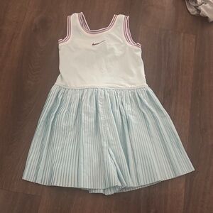 Nike White and Blue Pleated Romper/Dress